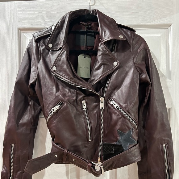 🔥NWT lamb leather All Saints Custom jacket size US 6 - Picture 1 of 11